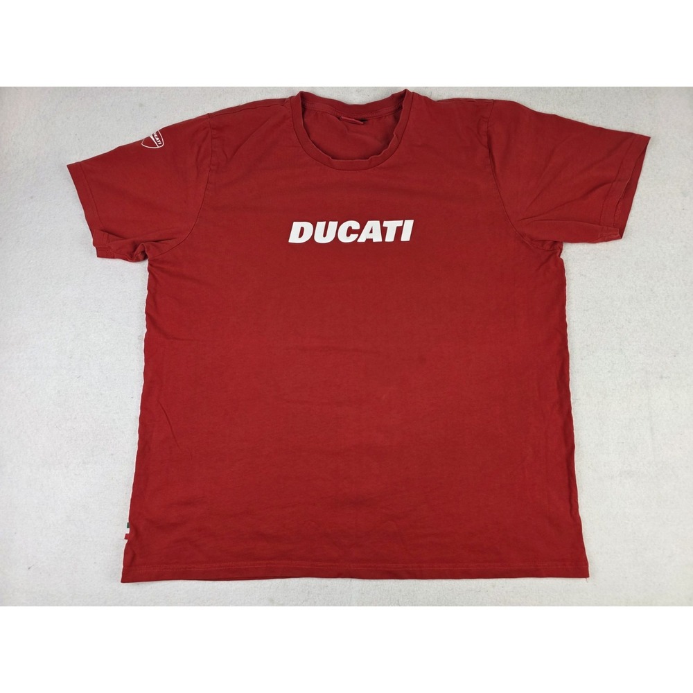 Ducati Red White Classic Logo Mens Shirt Size XXL Spellout